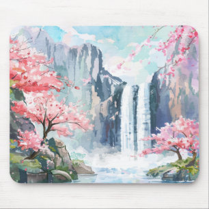 Wasserfall im Frühling Mousepad