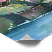 Wasserfall im Frühling Poster (Ecke)