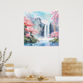 Wasserfall im Frühling Poster (Küche)