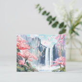 Wasserfall im Frühling Postkarte (Stehend Vorderseite)