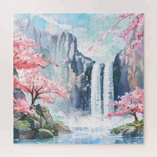 Wasserfall im Frühling Puzzle (Vertikal)