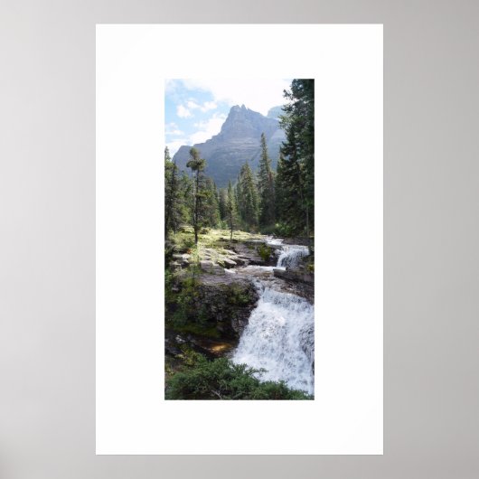 Wasserfall im Glacier Nationalpark Poster (Vorne)