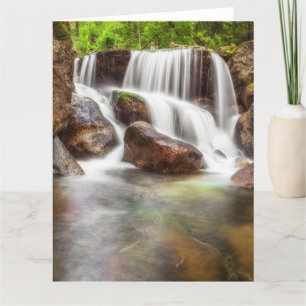 Wasserfall im Herbst beim Staudamm von Queimadela Dankeskarte