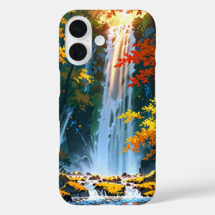 Wasserfall im Herbst iPhone 16 Hülle