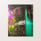 Wasserfall im Herbst-Wald Puzzle (Vertikal)
