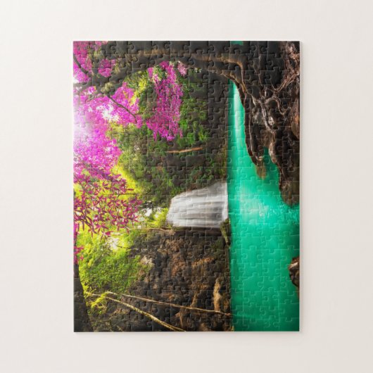 Wasserfall im Herbst-Wald Puzzle (Vertikal)