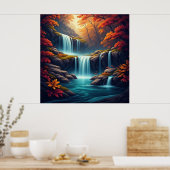 Wasserfall im Herbstwald 🍂 Poster (Küche)