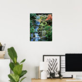 Wasserfall im japanischen Garten Poster (Heimbüro)