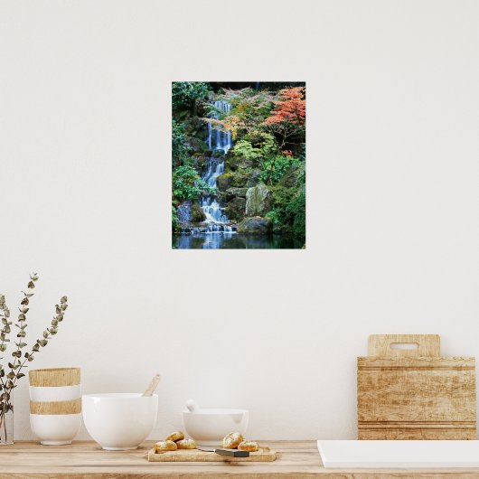 Wasserfall im japanischen Garten Poster (Küche)