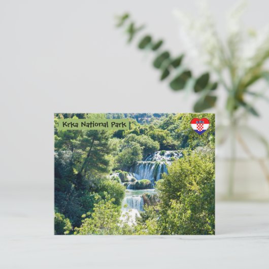 Wasserfall im Krka Nationalpark - Dalmatien, Kroat Postkarte (Stehend Vorderseite)