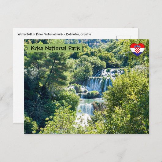 Wasserfall im Krka Nationalpark - Dalmatien, Kroat Postkarte (Vorne/Hinten)
