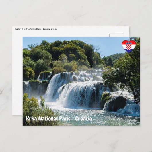 Wasserfall im Krka Nationalpark - Dalmatien, Kroat Postkarte (Vorne/Hinten)
