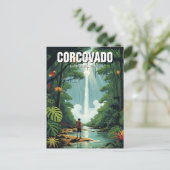 Wasserfall im Nationalpark Costa Rica Corcovado Postkarte (Stehend Vorderseite)