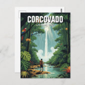 Wasserfall im Nationalpark Costa Rica Corcovado Postkarte (Vorne/Hinten)