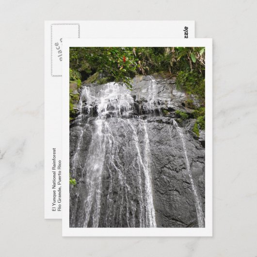 Wasserfall im Nationalwald El Yunque Postkarte (Vorne/Hinten)