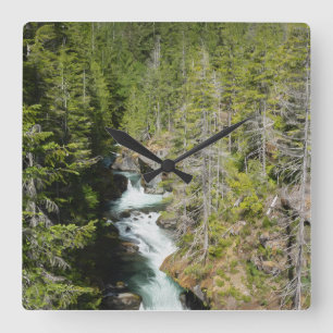 Wasserfall im olympischen Nationalwald Quadratische Wanduhr