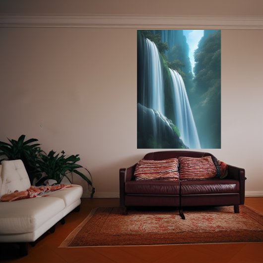 Wasserfall im Wald | AI Art Poster
