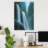 Wasserfall im Wald | AI Art Poster (Heimbüro)