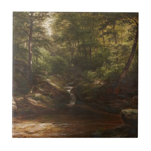 Wasserfall im Wald - George Hetzel Fliese (Vorderseite)