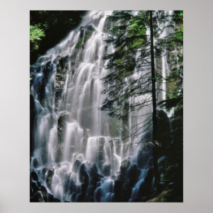 Wasserfall im Wald, Oregon Poster