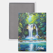 Wasserfall in Cebu Philippinen Vintage Magnet (Vorderseite/Rückseite)