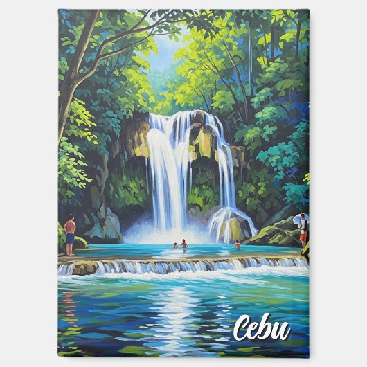 Wasserfall in Cebu Philippinen Vintage Magnet (Vorderseite)