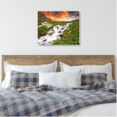 Wasserfall in den Bergen mit Blume Leinwanddruck (Insitu (Schlafzimmer))