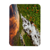 Wasserfall in den Bergen mit Blume Magnet (Vertikal)