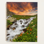 Wasserfall in den Bergen mit Blume Planer (Vorderseite)