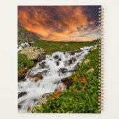 Wasserfall in den Bergen mit Blume Planer (Rückseite)