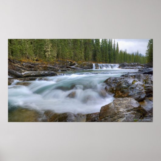 Wasserfall in der Schafe in den Felsen Poster (Vorne)
