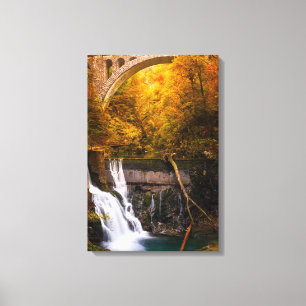 Wasserfall in der Vintgar-Schlucht im Herbst Leinwanddruck