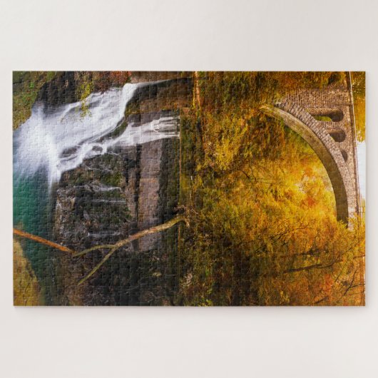 Wasserfall in der Vintgar Schluchtschlucht im Puzzle (Horizontal)