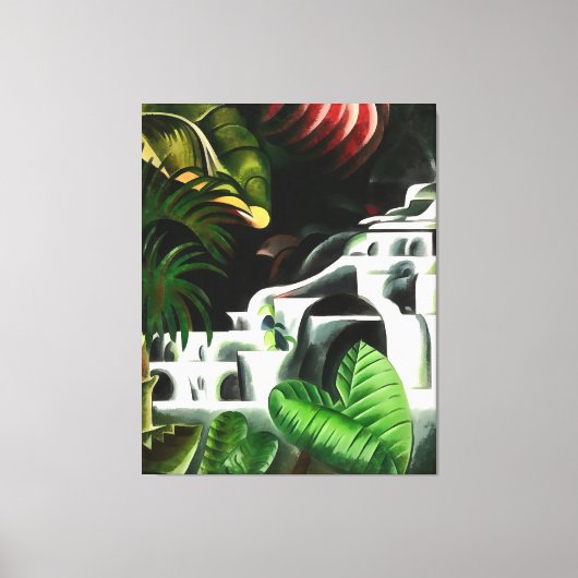 Wasserfall in dichten Wäldern im Stil geometrische Leinwanddruck (Vorderseite)