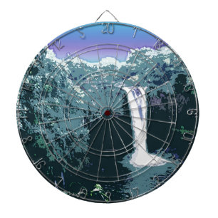 Wasserfall in digitaler Kunst Dartscheibe