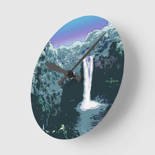 Wasserfall in digitaler Kunst Runde Wanduhr (Winkel)