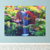 Wasserfall in einem japanischen Garten Leinwanddruck (Insitu (Holzboden))