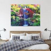 Wasserfall in einem japanischen Garten Leinwanddruck (Insitu (Schlafzimmer))