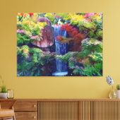 Wasserfall in einem japanischen Garten Leinwanddruck (Insitu (Wohnzimmer))