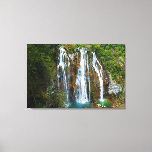 Wasserfall in erhöhter Ansicht, Kroatien Leinwanddruck