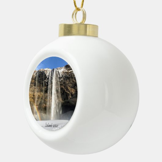 Wasserfall in Island - Keramik Keramik Kugel-Ornament (Rechts)