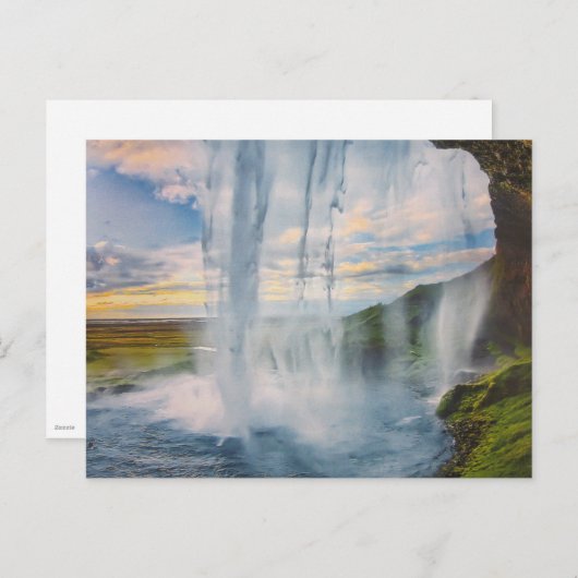 Wasserfall in Island - Postkarte (Vorne/Hinten)