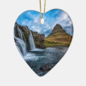 Wasserfall in Island und Europa Keramikornament (Links)