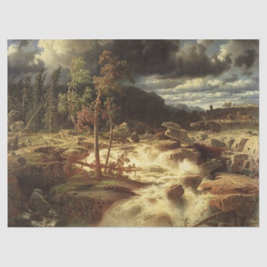 Wasserfall in Schweden (von Marcus Larson) Seidenpapier (Vorderseite)