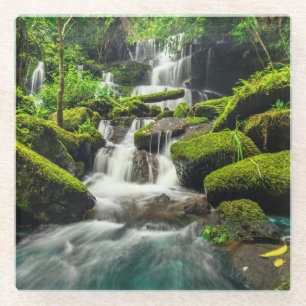 Wasserfall in Wanne Berk Berg des Dschungel- Phu Glasuntersetzer