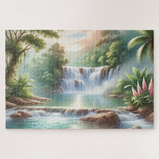 WASSERFALL IN WATERCOLOR JIGSAW PUZZLE (Horizontal)