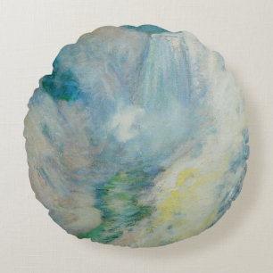 Wasserfall in Yellowstone von Twachtman, Vintage A Rundes Kissen