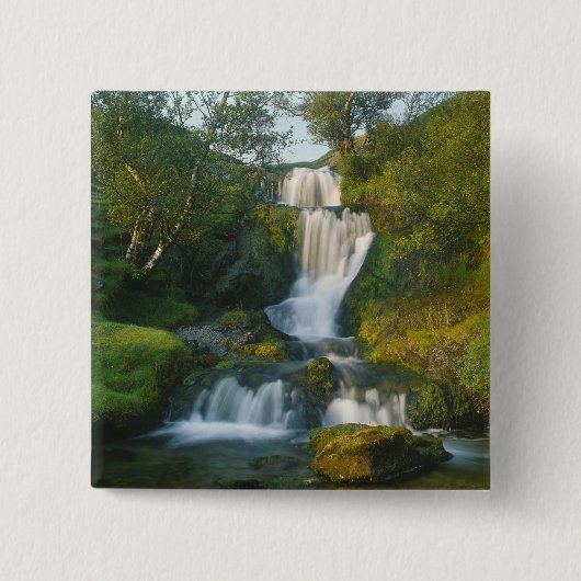 Wasserfall, Insel Skye, Schottland Button (Vorderseite)