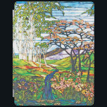 Wasserfall Iris Birch Tiffany Glasfenster iPad Hülle<br><div class="desc">Vintage Jugendstil Tiffany Kunstfenster Die idyllische Holzverkleidung im Jugendstil besticht durch eine wunderschöne Waldlandschaft im Frühling des gewundenen Wasserfalls,  blühende Iris-Blume & Kirschbäume,  Birch und einen Lotus-Teich. Exquisite Kunst mit einem orientalischen Sinn für gute Feng-Shui.</div>