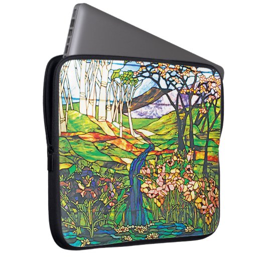 Wasserfall Iris Birch Tiffany Glasfenster Laptopschutzhülle (Vorne Rechts)